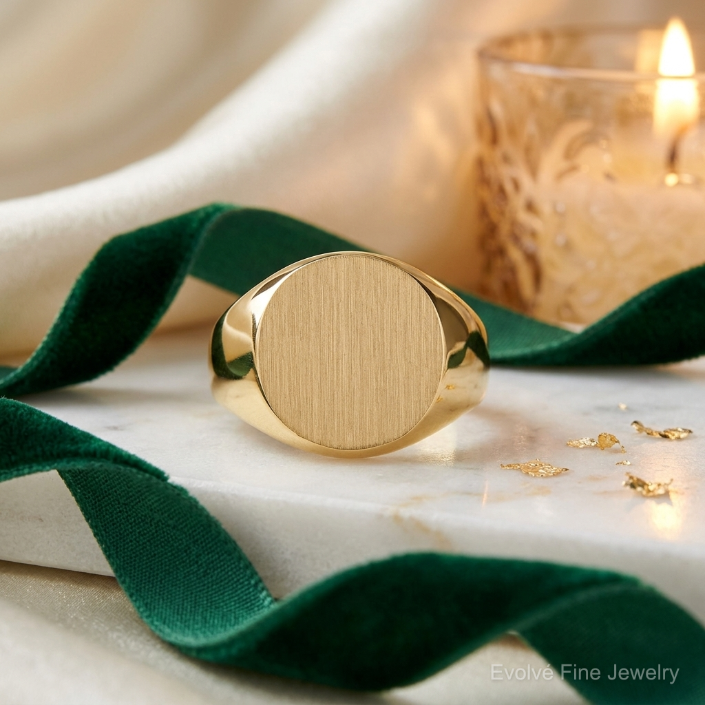 14k 16.0x12.0mm Open Back Mens Signet Ring - Lifestyle View