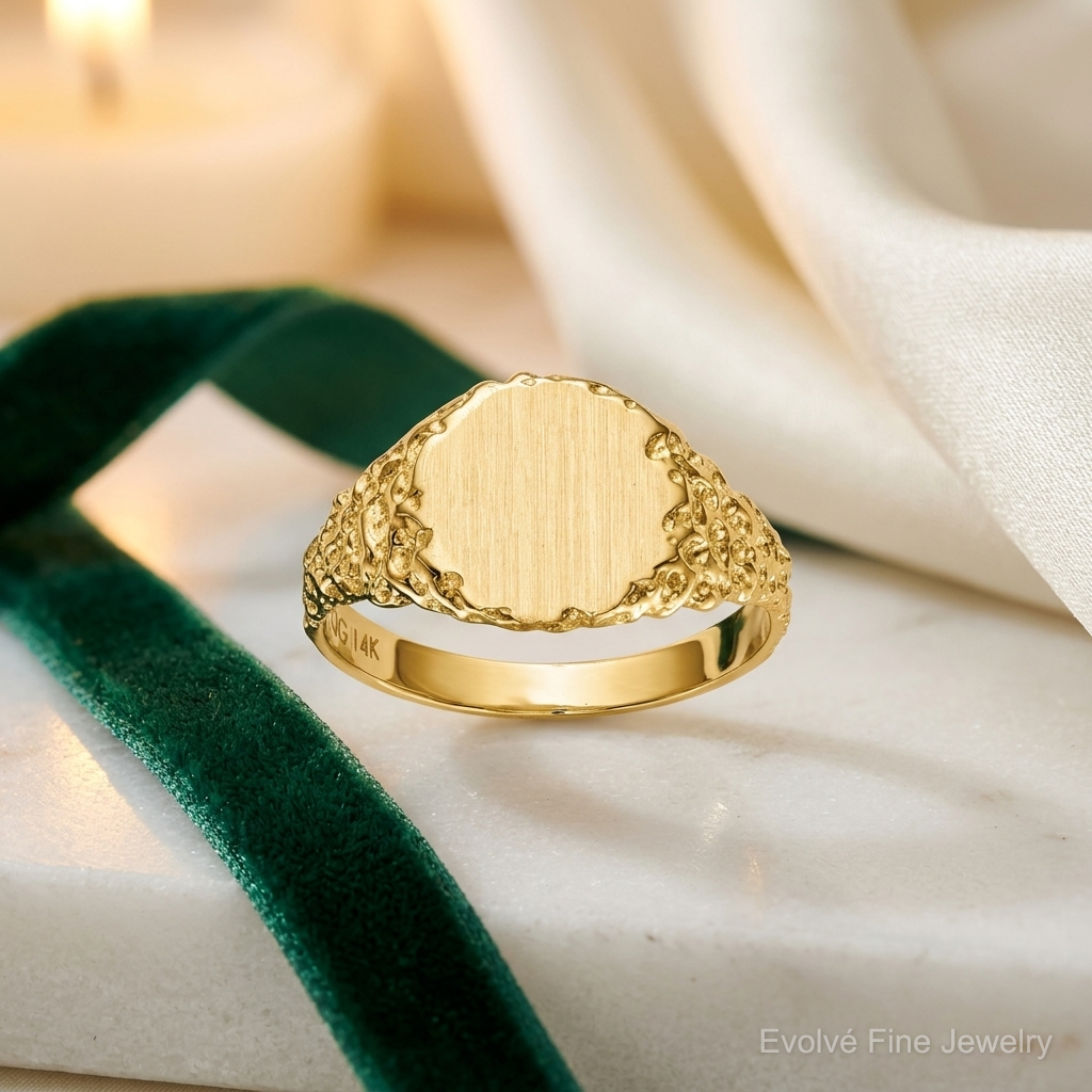 14k 9.5x8.5mm Closed Back Signet Ring - Lifestyle View