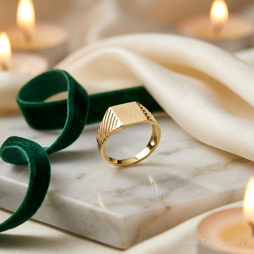 14k 8.0x9.5mm Open Back Signet Ring - Lifestyle View