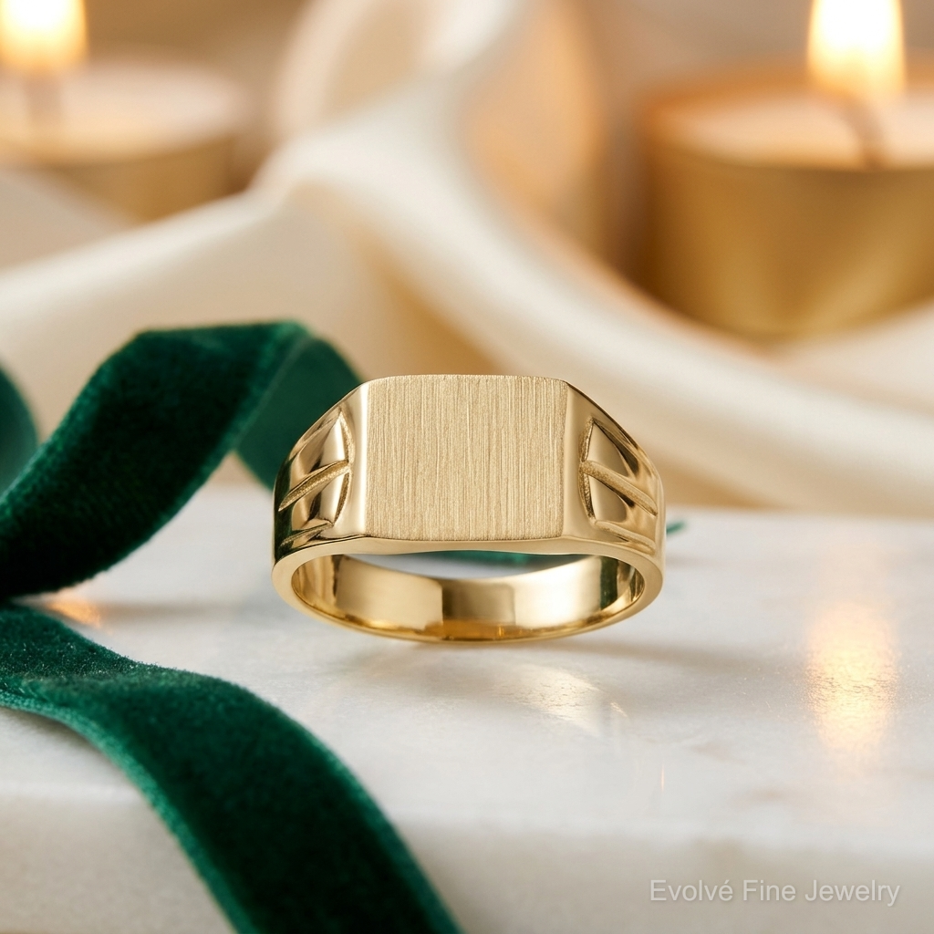 14k 9.0x7.5mm Closed Back Signet Ring - Lifestyle View