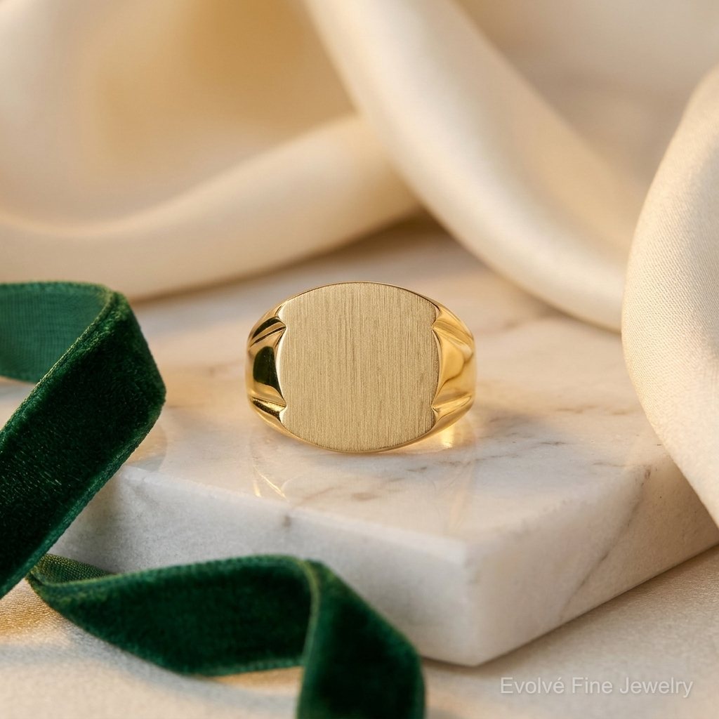 14k 16.5x15.0mm Closed Back Mens Signet Ring - Lifestyle View