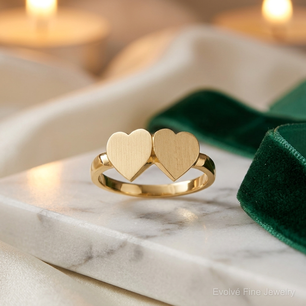 14k 7.5x7.5mm Open Back Heart Signet Ring - Lifestyle View