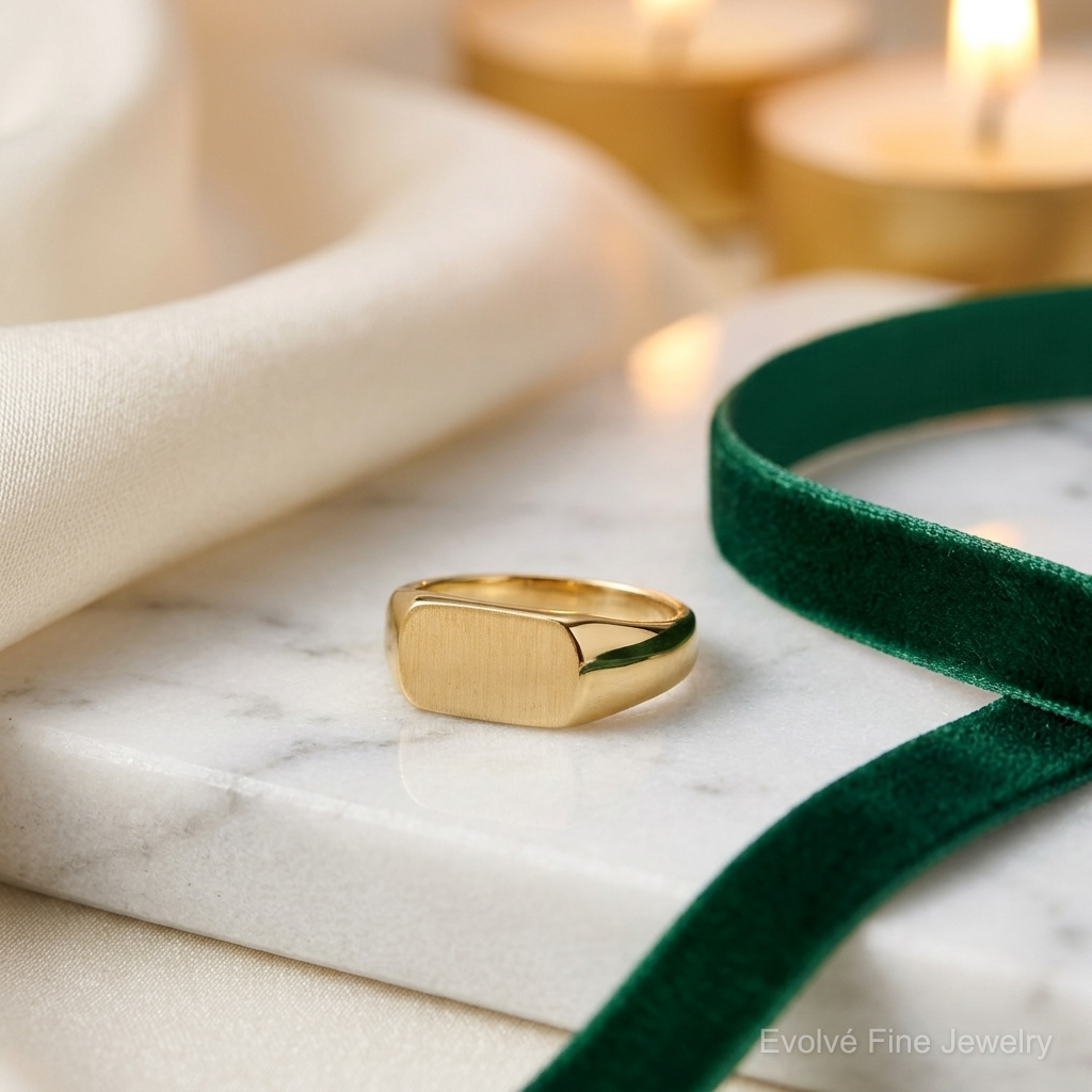 14k 10x6mm Open Back Signet Ring - Lifestyle View