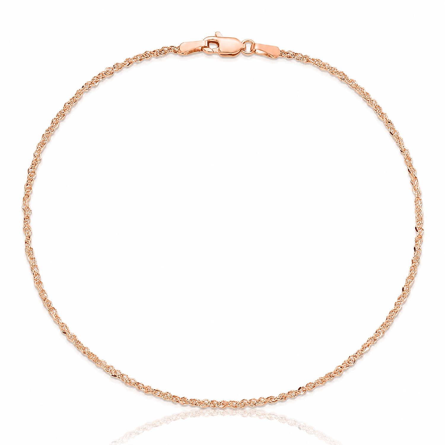 14K Rose Gold 1.7mm Ropa Chain Anklet - Lifestyle View