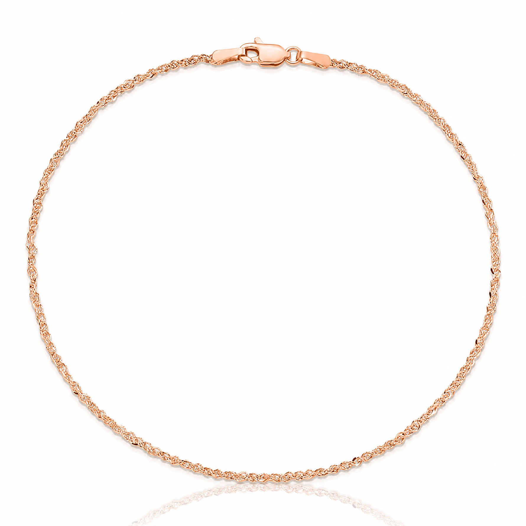 14K Rose Gold 1.7mm Ropa Chain Anklet - Lifestyle View