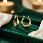 14k Polished Oval Hollow Hoop Earrings - Lifestyle View