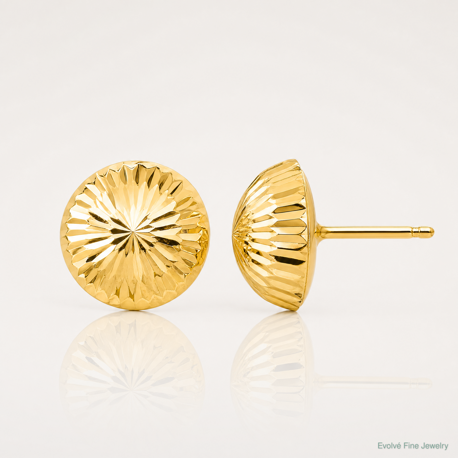 14k Madi K Polished & Diamond-Cut 10mm Button Post Earrings - Lifestyle View