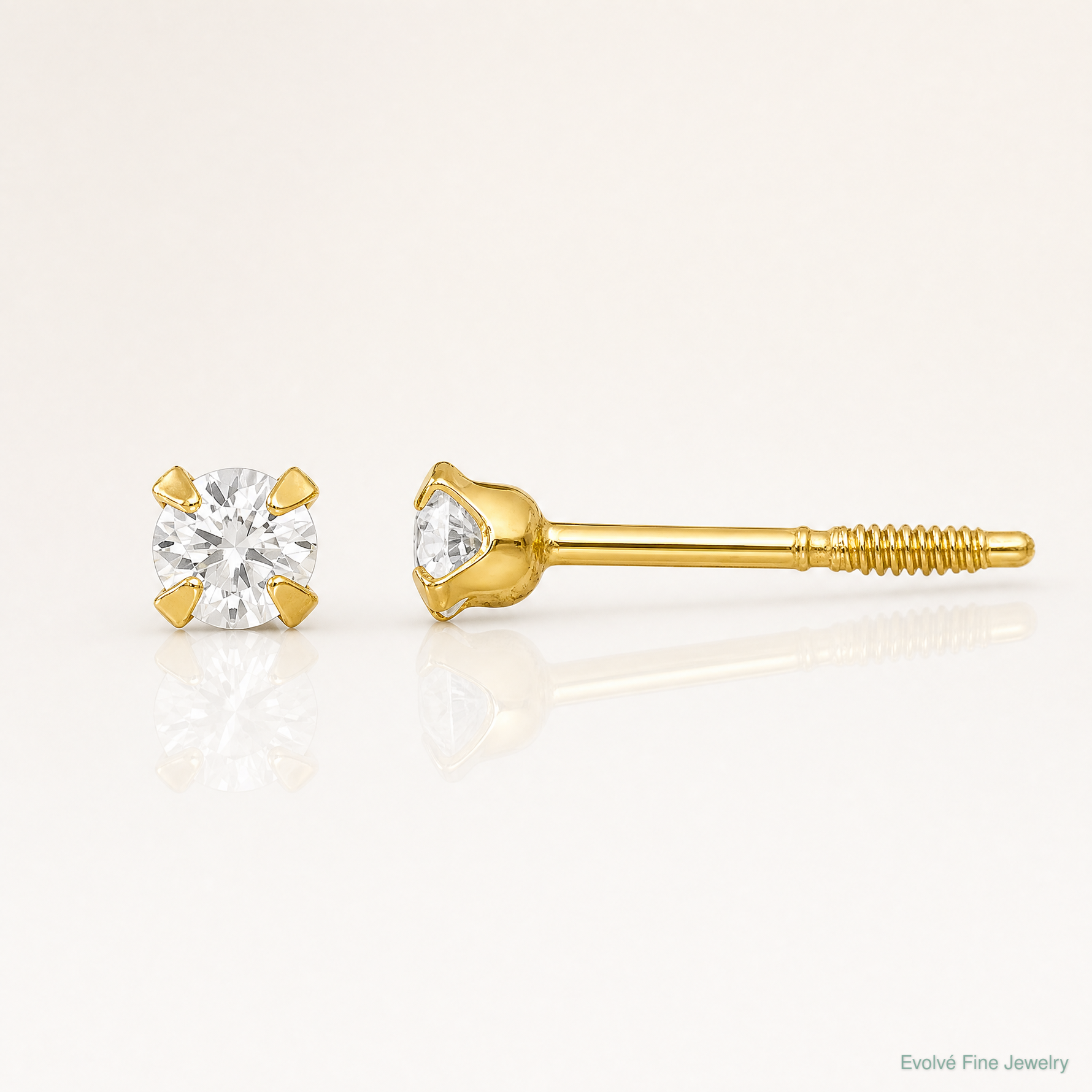 14k Madi K 2.25mm CZ Baby Earrings - Lifestyle View