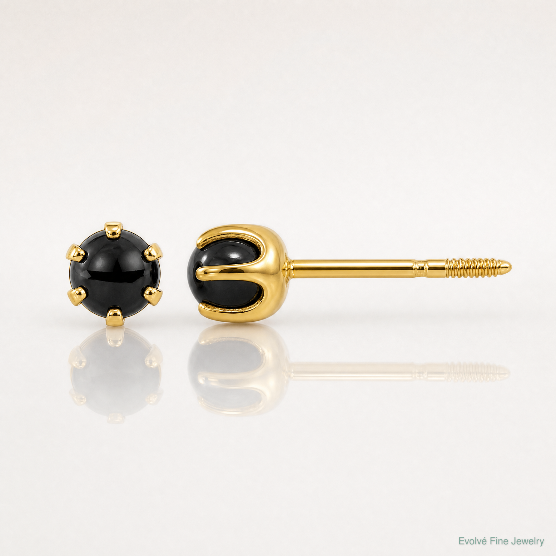14k Madi K 3mm Onyx Post Earrings - Lifestyle View