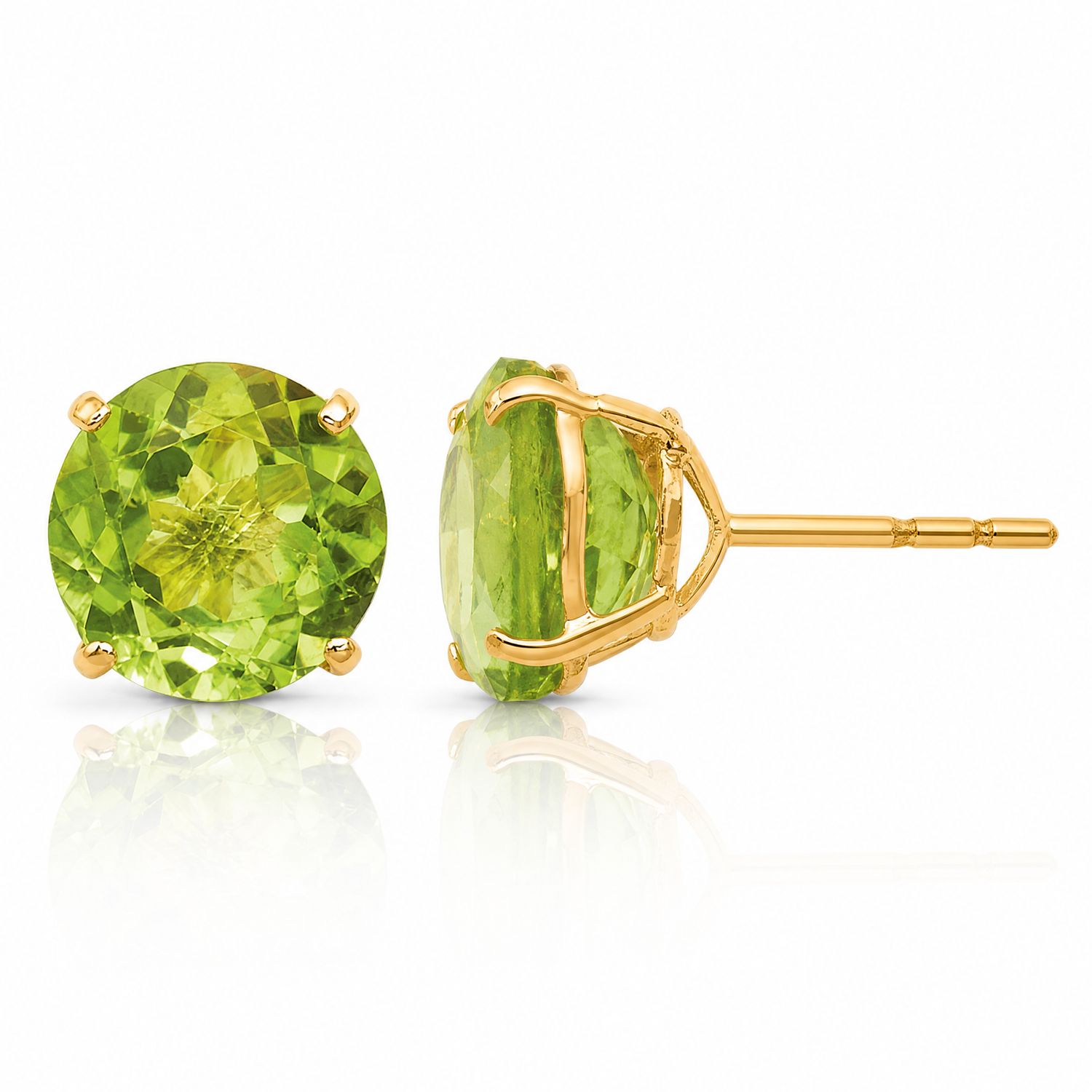 14k Madi K Round Peridot 6mm Post Earrings - Lifestyle View