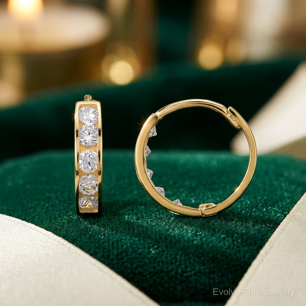 14k Madi K CZ Hinged Hoop Earrings - Lifestyle View