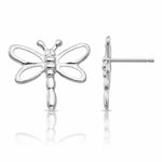 14k White Gold Madi K Polished Dragonfly Earrings - Lifestyle View