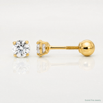 14k Madi K Polished Reversible Ball and CZ Earrings - Lifestyle View