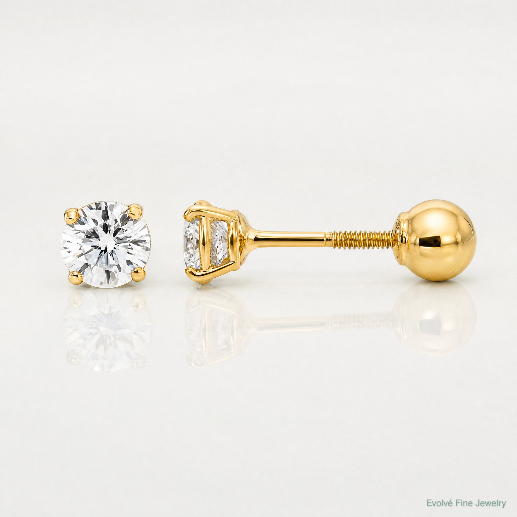 14k Madi K Polished Reversible Ball and CZ Earrings - Lifestyle View