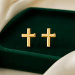 14k Madi K Polished 3D Cross Post Earrings - Lifestyle View