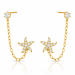 14k Madi K CZ Double Post w/Chain Starfish Earring - Lifestyle View