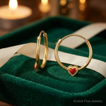 14k Madi K Polished Red Enameled Heart Hoops - Lifestyle View
