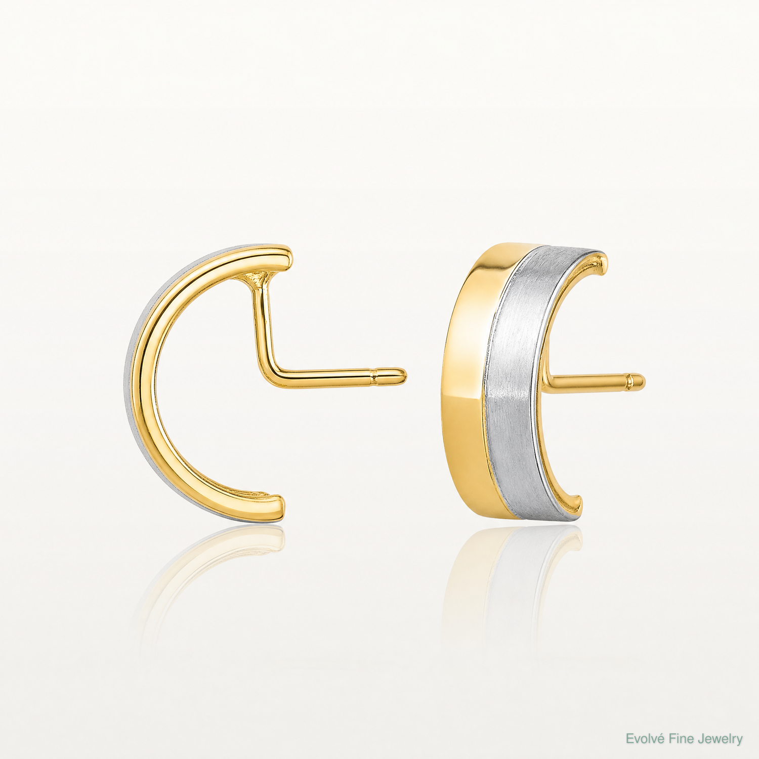 14k w/Rhodium Madi K Half Circle Post Earrings - Lifestyle View