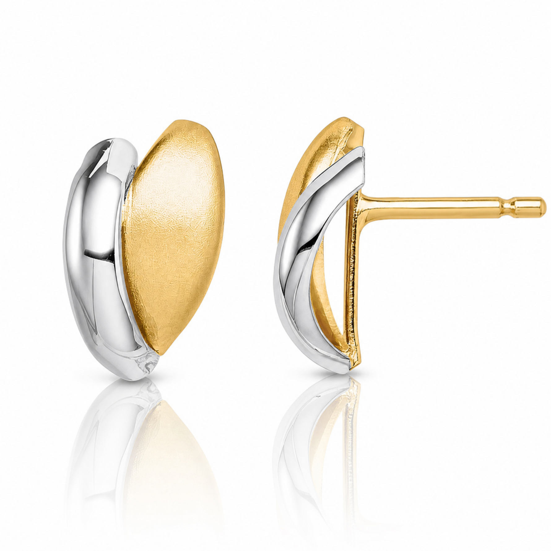 14k w/Rhodium Madi K Satin Leaf Post Earrings - Lifestyle View