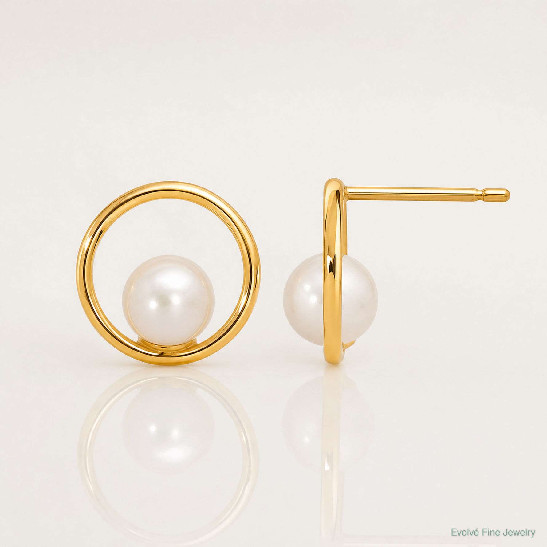 14K Madi K Open Circle 5mm Freshwater Cultured Pearl Post Earrings - Lifestyle View