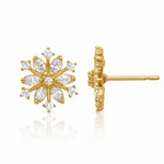 14k Madi K Polished CZ Snowflake Post Earrings - Lifestyle View