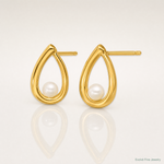 14K Polished Freshwater Pearl Teardrop Post Earrings - Lifestyle View