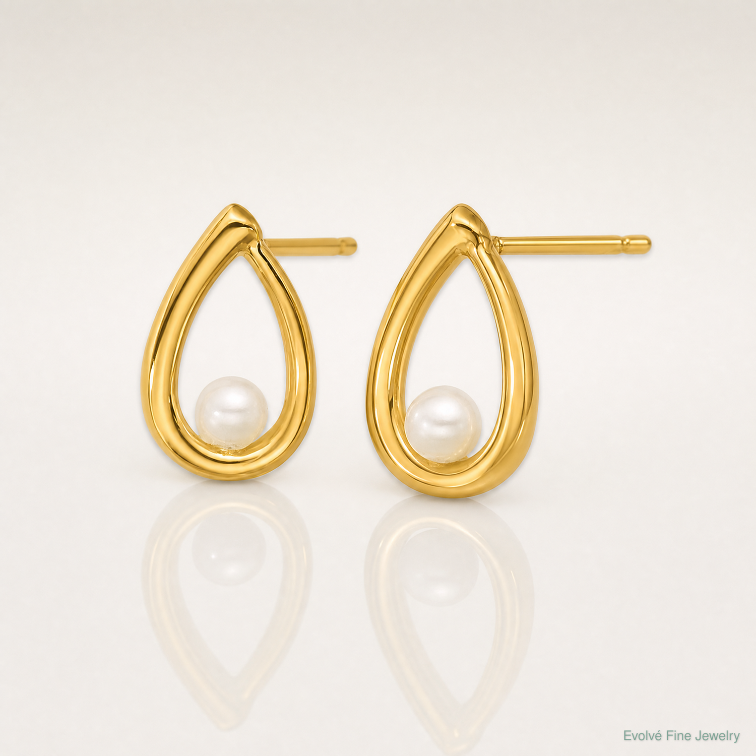 14K Polished Freshwater Pearl Teardrop Post Earrings - Lifestyle View
