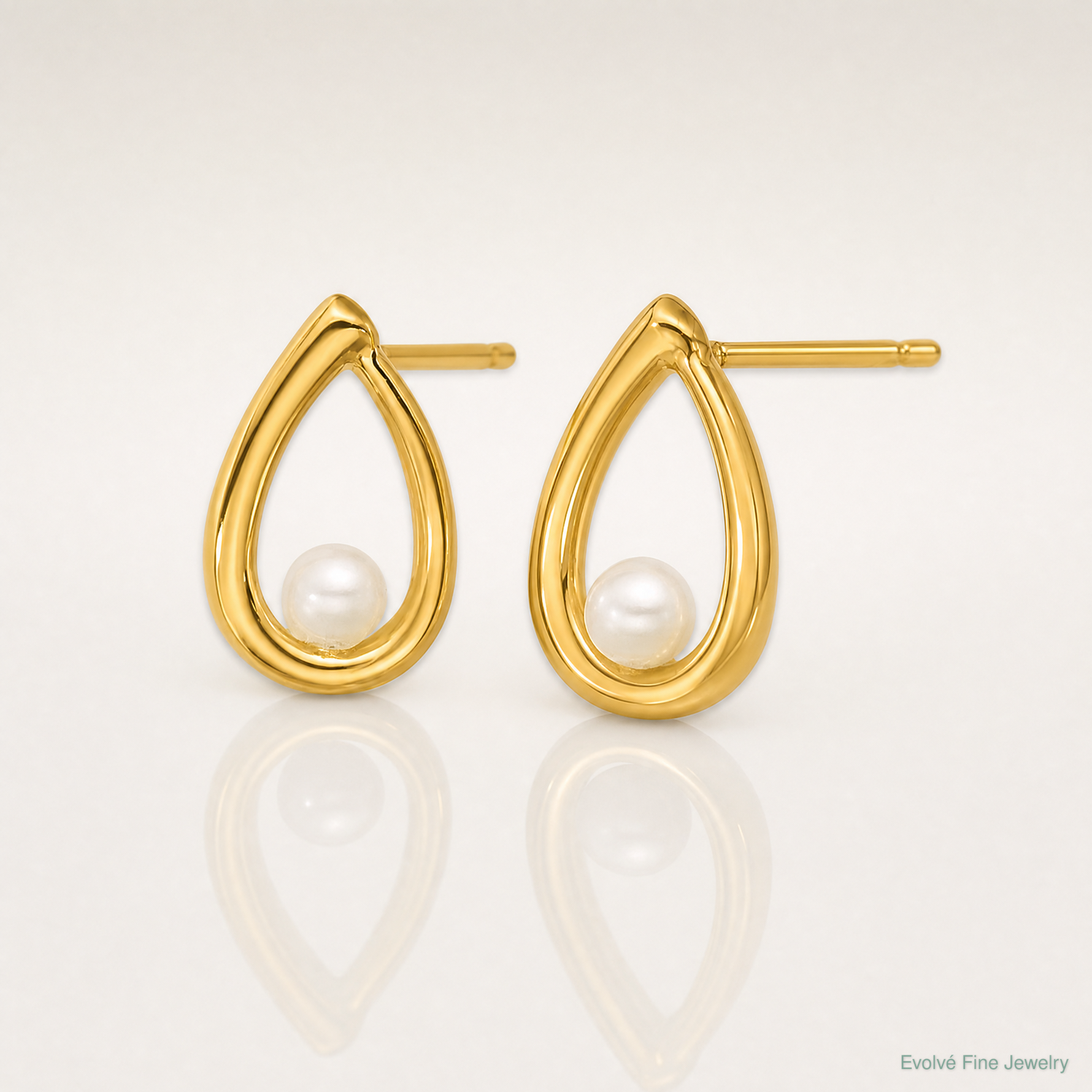 14K Polished Freshwater Pearl Teardrop Post Earrings - Lifestyle View