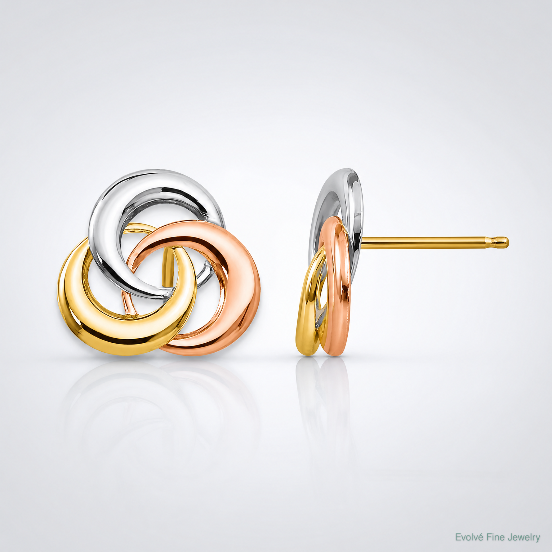 14k Tri-color Madi K 3 Circle Post Earrings - Lifestyle View