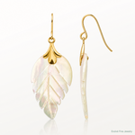14k Madi K Mother of Pearl Leaf Dangle Earrings - Lifestyle View