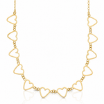 14K Oval Cable with Open Flat Hearts 16 inch w/ 2in ext Necklace - Lifestyle View