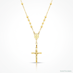 14k 3mm Mirror Beaded Semi-solid Rosary Necklace - Lifestyle View