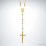 14k 4mm Mirror Beaded Semi-solid Rosary 24 inch Necklace - Lifestyle View