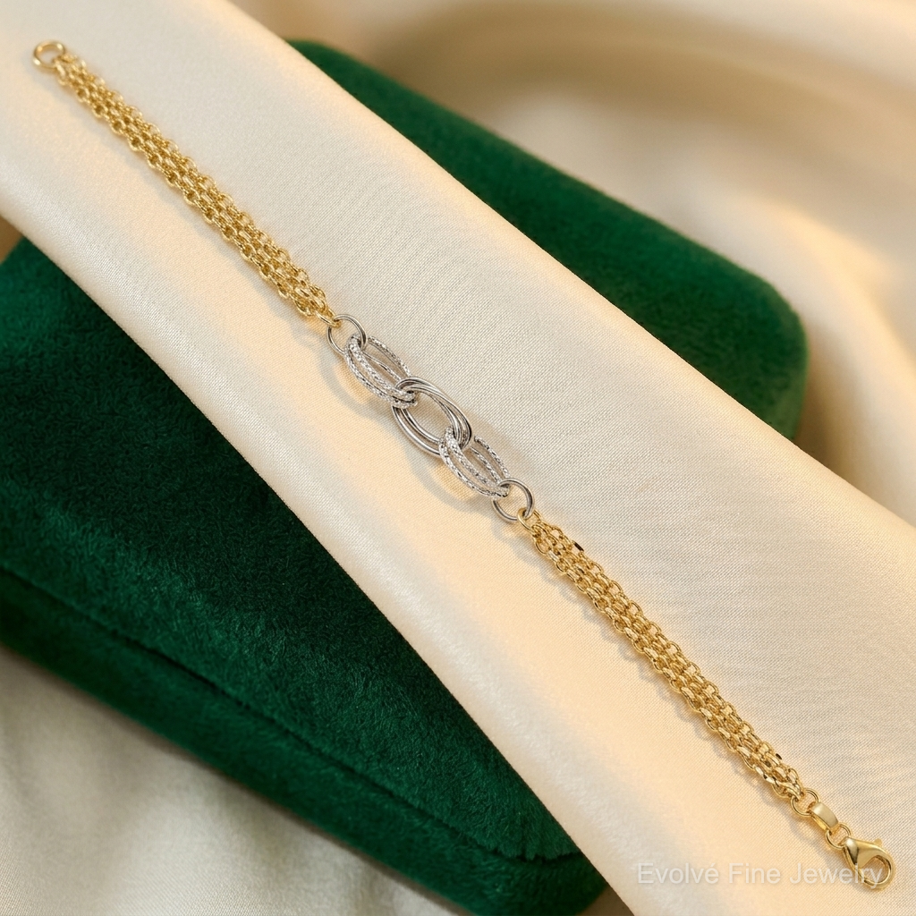 14k Two-tone D/C & Polished 7.5in Fancy Link Bracelet - Lifestyle View