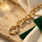14k Polished Fancy Oval Link Bracelet - Lifestyle View