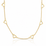 14k Polished Open Hearts on Heart Link 16in Necklace - Lifestyle View