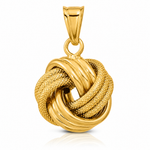 14k Polished Textured Love Knot Pendant - Lifestyle View
