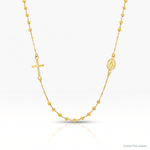 14k Polished Cross Rosary 16 inch Necklace - Lifestyle View