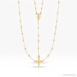 14k Gold Polished & D/C w/3in ext. Rosary Necklace - Lifestyle View