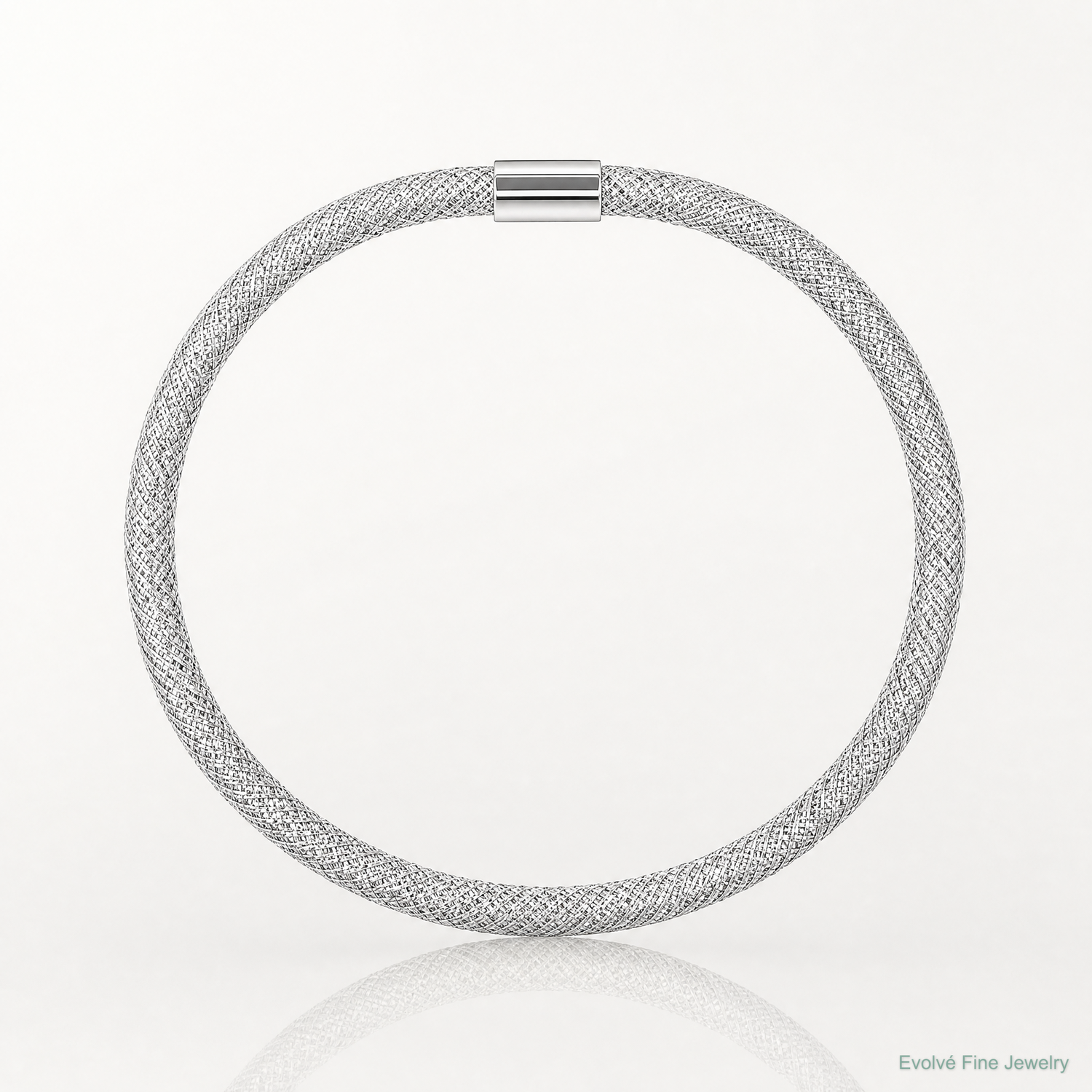 14k with White Rhodium Plating Stretch Mesh Bracelet - Lifestyle View