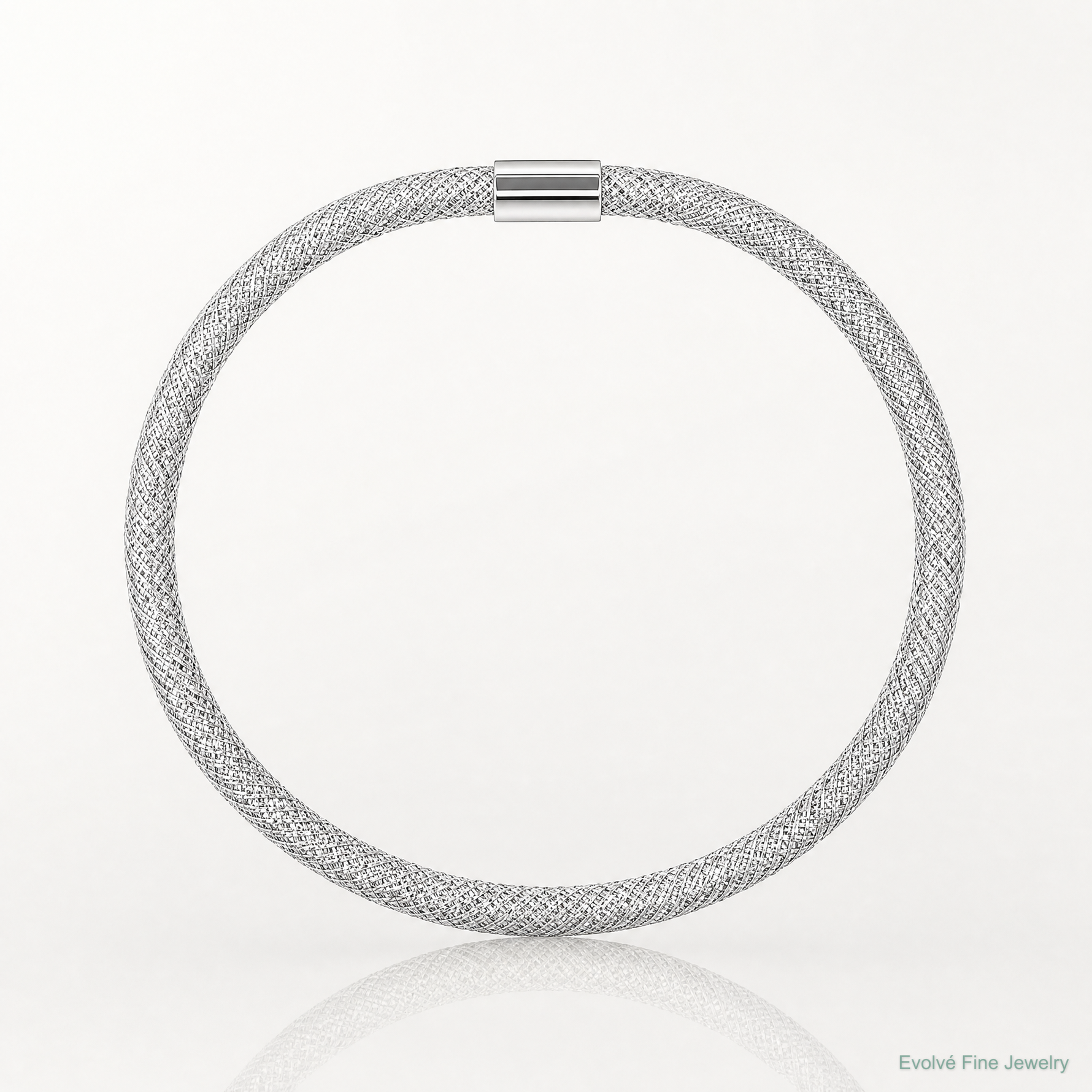 14k with White Rhodium Plating Stretch Mesh Bracelet - Lifestyle View