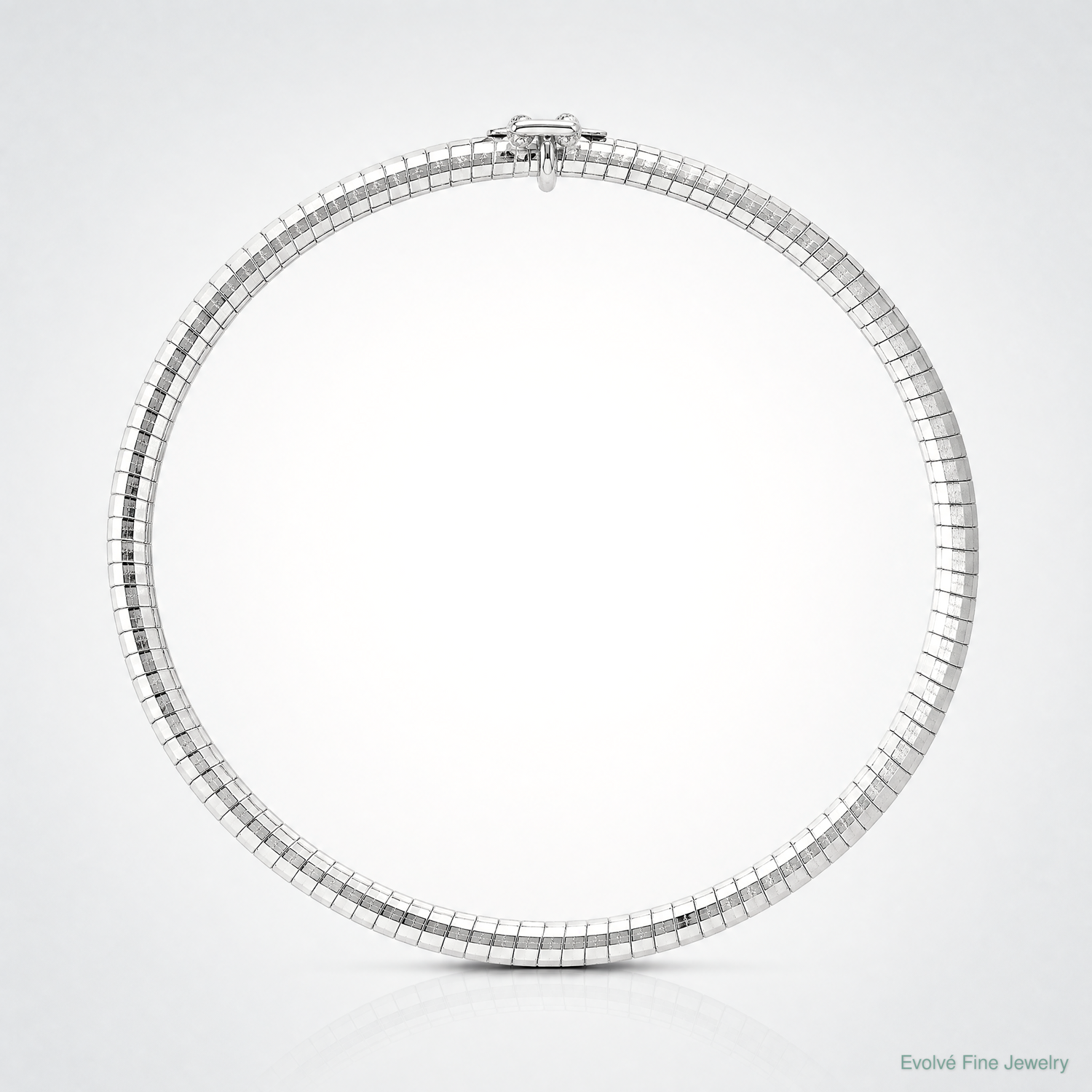 14K White Polished & Satin D/C Omega Bracelet - Lifestyle View