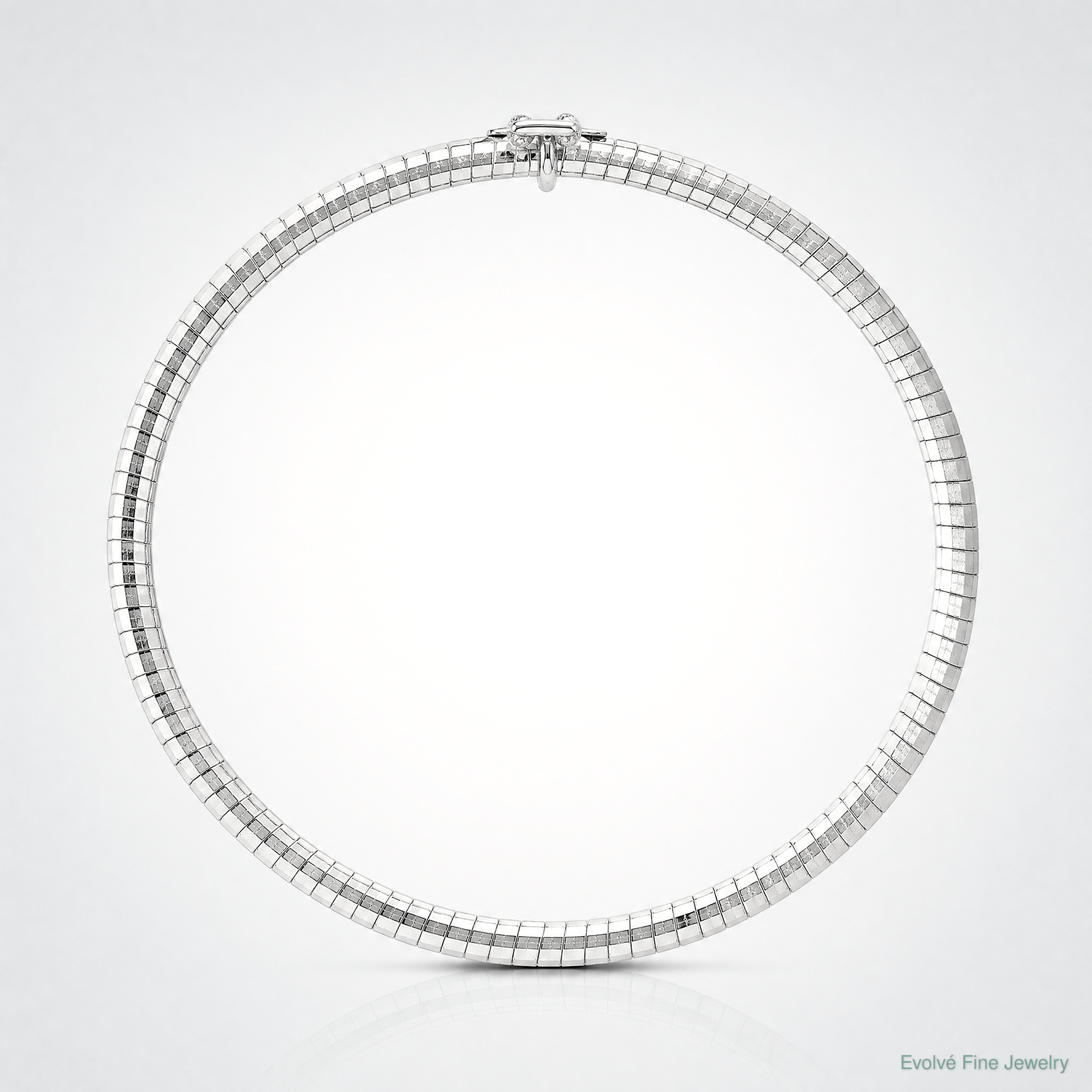 14K White Polished & Satin D/C Omega Bracelet - Lifestyle View