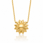 14k Polished Puffed Sun 16.5in Necklace - Lifestyle View