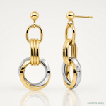 14K Two-tone Polished Intertwined Circles Post Dangle Earrings - Lifestyle View