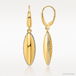 14K Two-tone Polished D/C Hollow Teardrop Criss Cross Leverback Earrings - Lifestyle View