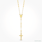 14K Polished Faceted Beads Rosary Necklace - Lifestyle View