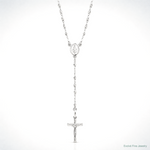 14K White Gold Polished Faceted Beads Rosary 18 inch Necklace - Lifestyle View