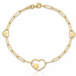 14K Paperclip Link Heart 7.25in Bracelet - Lifestyle View