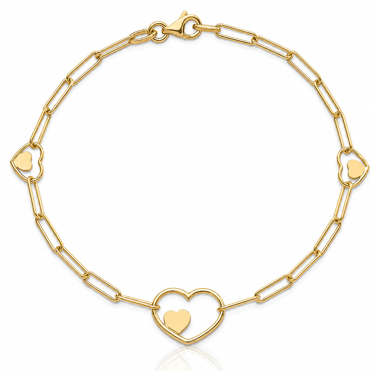 14K Paperclip Link Heart 7.25in Bracelet - Lifestyle View